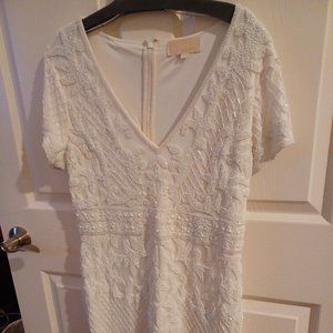 Size 18 white beaded and embroidered cocktail dress by Lana